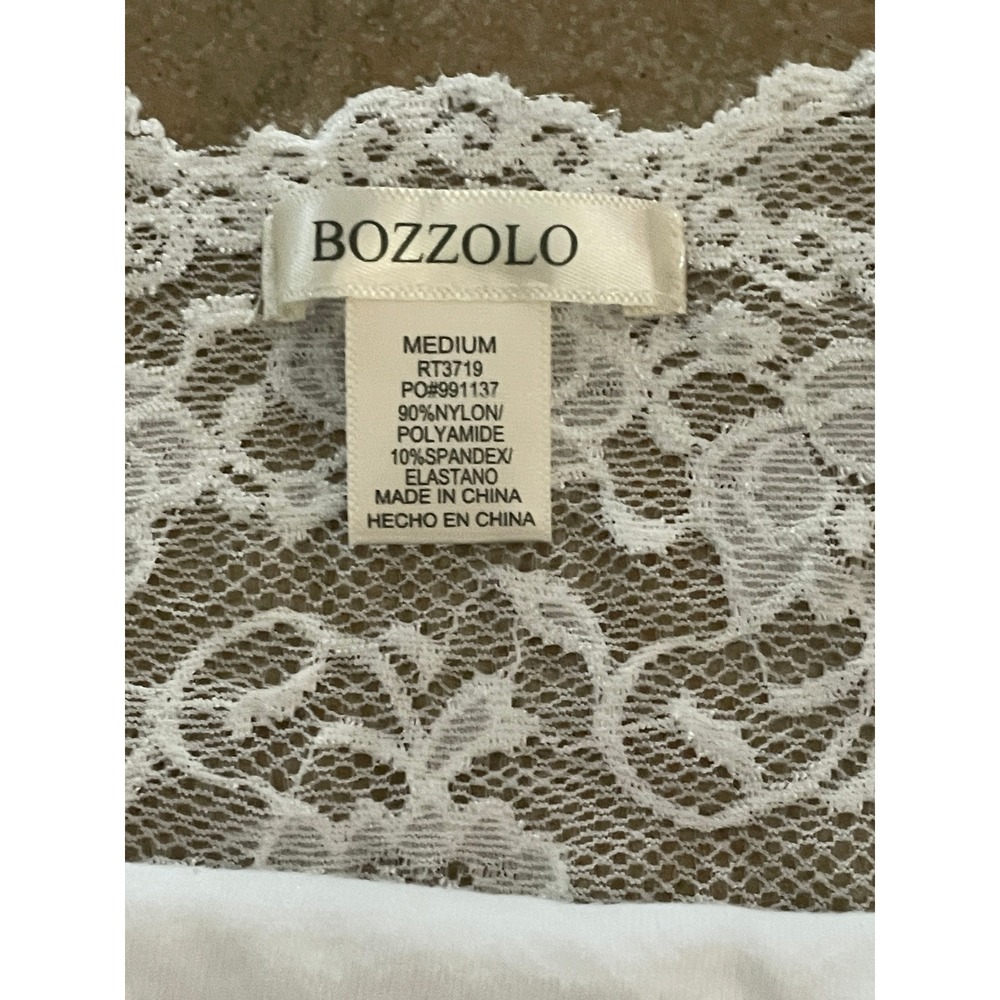 White Floral Lace Bandeau Strapless Tube Top with Sheer Back Size M - Picture 6 of 7